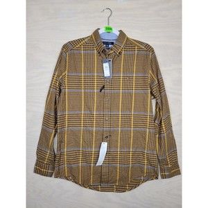 Tommy Hilfiger Men's SZ XS TH Flex Flannel Shirt Plaid Classic Fit NEW $69 Brown